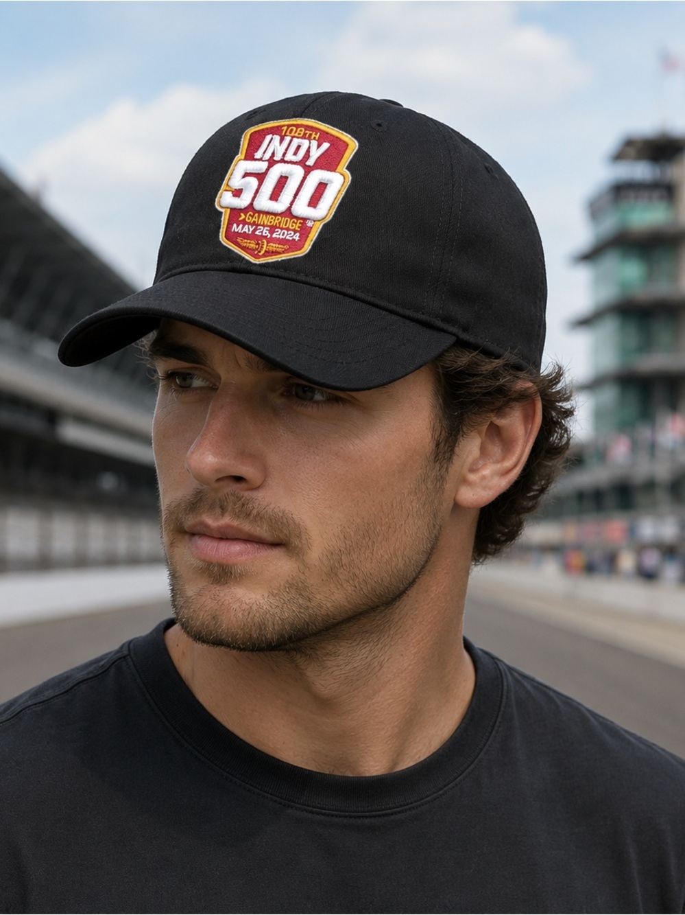 Nascar NWT Indy 500 Cambridge 108th black 100% Cap Hat.